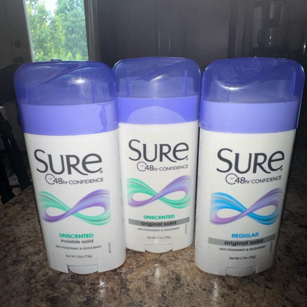 Sure Invisible And Rehular Solid Deodorant New Lot Of 3